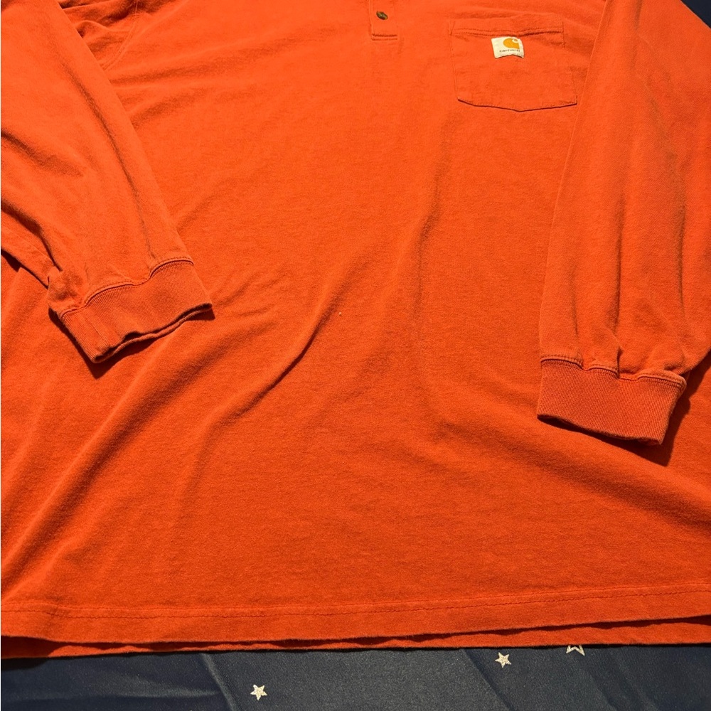 Carhartt burnt orange/ red Polo Shirt Vibrant Casual Style